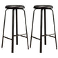Modern Armless Backrest Counter Stool Iron Living Room Bar Stool with Cushion and Pedal Gloss Black 2 Piece Set Clearhalo 'Bar Furniture' 'Bar Stools' 'bar_stools' 'furn' 'furn_bar_stools' 'furniture_bar_stools' 'Kitchen & Dining Furniture' 'kitchen&dining_furn' 'kitchen' 'kitchen_furn' Furniture' 4513152