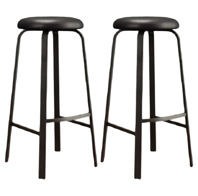 Modern Armless Backrest Counter Stool Iron Living Room Bar Stool with Cushion and Pedal Gloss Black 2 Piece Set Clearhalo 'Bar Furniture' 'Bar Stools' 'bar_stools' 'furn' 'furn_bar_stools' 'furniture_bar_stools' 'Kitchen & Dining Furniture' 'kitchen&dining_furn' 'kitchen' 'kitchen_furn' Furniture' 4513152