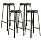 Modern Armless Backrest Counter Stool Iron Living Room Bar Stool with Cushion and Pedal Gloss Black 4 Piece Set Clearhalo 'Bar Furniture' 'Bar Stools' 'bar_stools' 'furn' 'furn_bar_stools' 'furniture_bar_stools' 'Kitchen & Dining Furniture' 'kitchen&dining_furn' 'kitchen' 'kitchen_furn' Furniture' 4513153