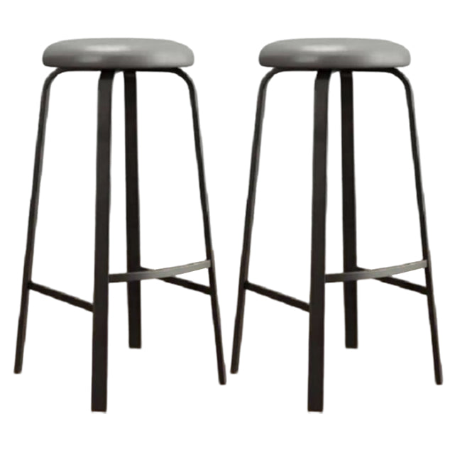 Modern Armless Backrest Counter Stool Iron Living Room Bar Stool with Cushion and Pedal Grey 2 Piece Set Clearhalo 'Bar Furniture' 'Bar Stools' 'bar_stools' 'furn' 'furn_bar_stools' 'furniture_bar_stools' 'Kitchen & Dining Furniture' 'kitchen&dining_furn' 'kitchen' 'kitchen_furn' Furniture' 4513155