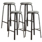 Modern Armless Backrest Counter Stool Iron Living Room Bar Stool with Cushion and Pedal Grey 4 Piece Set Clearhalo 'Bar Furniture' 'Bar Stools' 'bar_stools' 'furn' 'furn_bar_stools' 'furniture_bar_stools' 'Kitchen & Dining Furniture' 'kitchen&dining_furn' 'kitchen' 'kitchen_furn' Furniture' 4513156