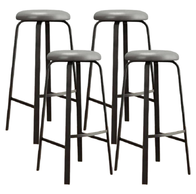 Modern Armless Backrest Counter Stool Iron Living Room Bar Stool with Cushion and Pedal Grey 4 Piece Set Clearhalo 'Bar Furniture' 'Bar Stools' 'bar_stools' 'furn' 'furn_bar_stools' 'furniture_bar_stools' 'Kitchen & Dining Furniture' 'kitchen&dining_furn' 'kitchen' 'kitchen_furn' Furniture' 4513156