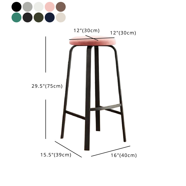 Modern Armless Backrest Counter Stool Iron Living Room Bar Stool with Cushion and Pedal Clearhalo 'Bar Furniture' 'Bar Stools' 'bar_stools' 'furn' 'furn_bar_stools' 'furniture_bar_stools' 'Kitchen & Dining Furniture' 'kitchen&dining_furn' 'kitchen' 'kitchen_furn' Furniture' 4513158