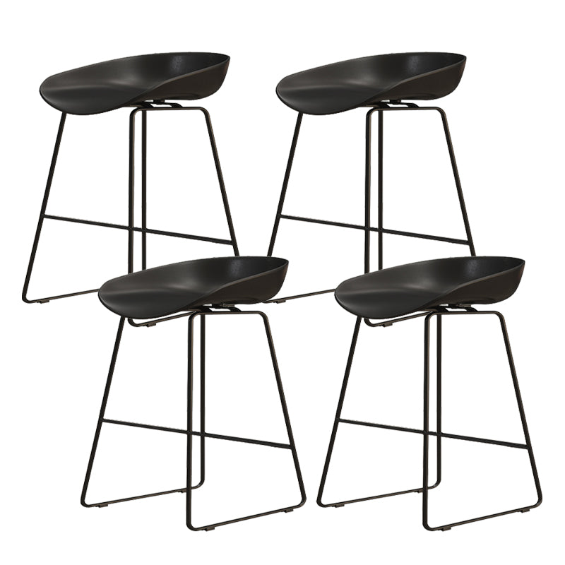 Modern Style Iron Bar Stool with Footrest Nordic Style Tavern Simple Bar Stool Black 4 Piece Set Short Stool(18"H) Clearhalo 'Bar Furniture' 'Bar Stools' 'bar_stools' 'furn' 'furn_bar_stools' 'furniture_bar_stools' 'Kitchen & Dining Furniture' 'kitchen&dining_furn' 'kitchen' 'kitchen_furn' Furniture' 4513164