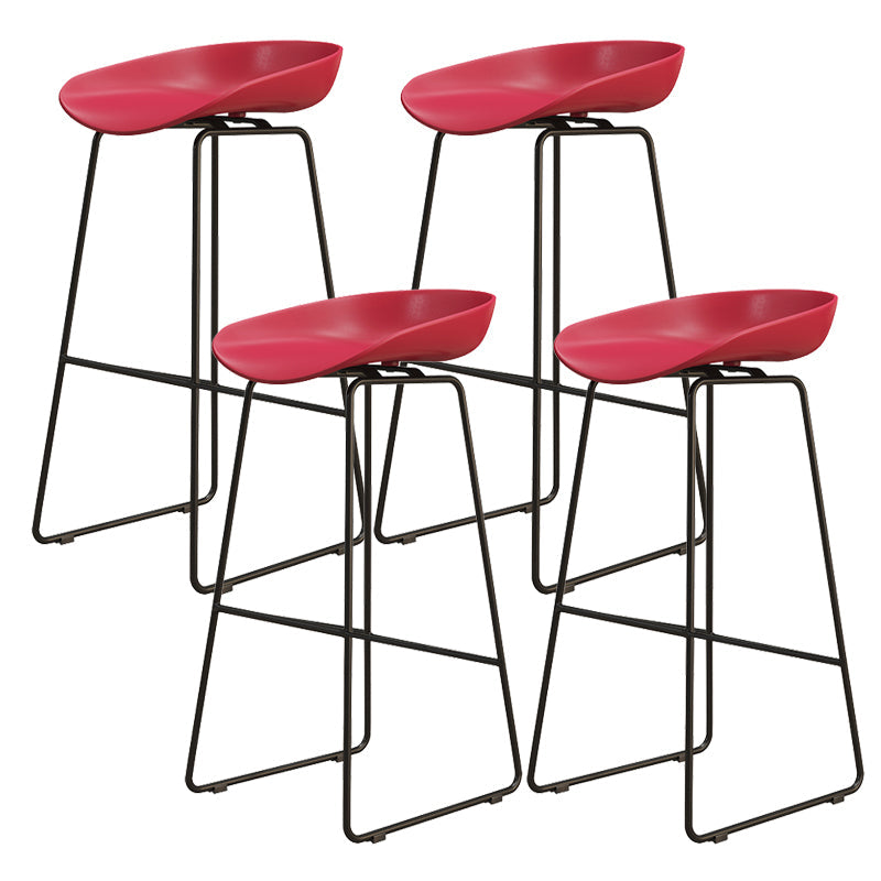 Modern Style Iron Bar Stool with Footrest Nordic Style Tavern Simple Bar Stool Red 4 Piece Set Bar Stool(30"H) Clearhalo 'Bar Furniture' 'Bar Stools' 'bar_stools' 'furn' 'furn_bar_stools' 'furniture_bar_stools' 'Kitchen & Dining Furniture' 'kitchen&dining_furn' 'kitchen' 'kitchen_furn' Furniture' 4513201