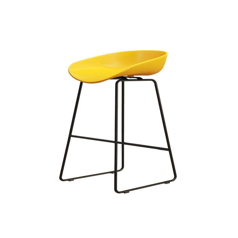 Modern Style Iron Bar Stool with Footrest Nordic Style Tavern Simple Bar Stool Yellow 1 Piece Short Stool(18"H) Clearhalo 'Bar Furniture' 'Bar Stools' 'bar_stools' 'furn' 'furn_bar_stools' 'furniture_bar_stools' 'Kitchen & Dining Furniture' 'kitchen&dining_furn' 'kitchen' 'kitchen_furn' Furniture' 4513202