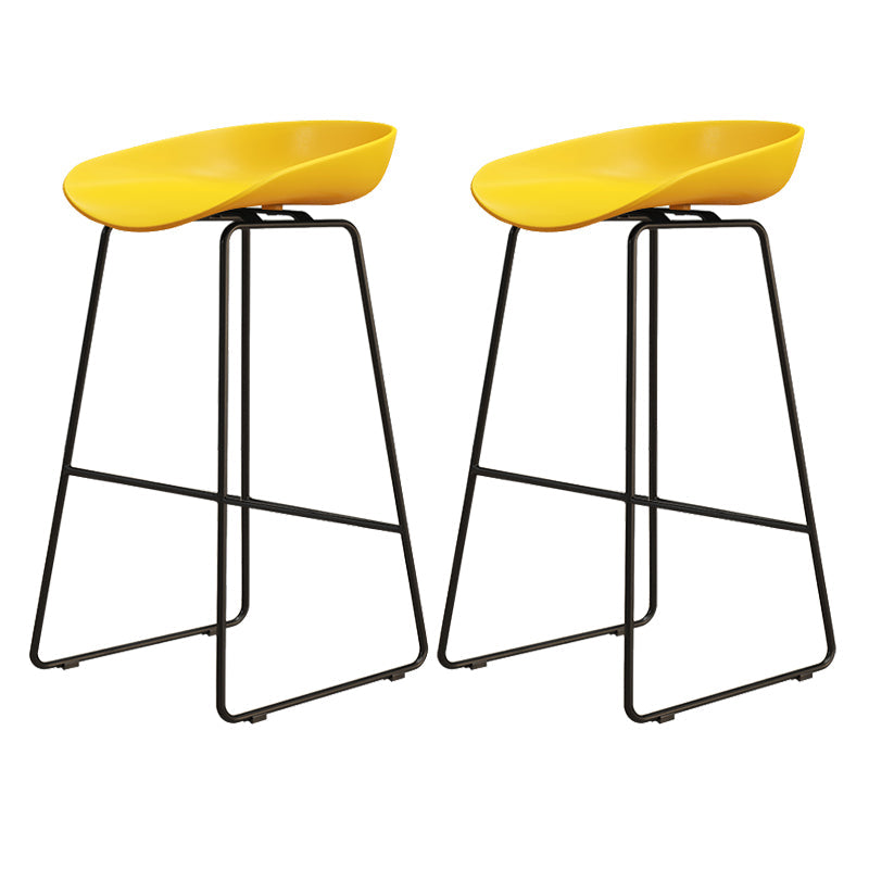 Modern Style Iron Bar Stool with Footrest Nordic Style Tavern Simple Bar Stool Yellow 2 Piece Set Counter Stool(26"H) Clearhalo 'Bar Furniture' 'Bar Stools' 'bar_stools' 'furn' 'furn_bar_stools' 'furniture_bar_stools' 'Kitchen & Dining Furniture' 'kitchen&dining_furn' 'kitchen' 'kitchen_furn' Furniture' 4513206