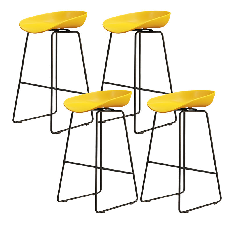 Modern Style Iron Bar Stool with Footrest Nordic Style Tavern Simple Bar Stool Yellow 4 Piece Set Counter Stool(26"H) Clearhalo 'Bar Furniture' 'Bar Stools' 'bar_stools' 'furn' 'furn_bar_stools' 'furniture_bar_stools' 'Kitchen & Dining Furniture' 'kitchen&dining_furn' 'kitchen' 'kitchen_furn' Furniture' 4513207