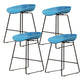 Modern Style Iron Bar Stool with Footrest Nordic Style Tavern Simple Bar Stool Blue 4 Piece Set Short Stool(18"H) Clearhalo 'Bar Furniture' 'Bar Stools' 'bar_stools' 'furn' 'furn_bar_stools' 'furniture_bar_stools' 'Kitchen & Dining Furniture' 'kitchen&dining_furn' 'kitchen' 'kitchen_furn' Furniture' 4513213