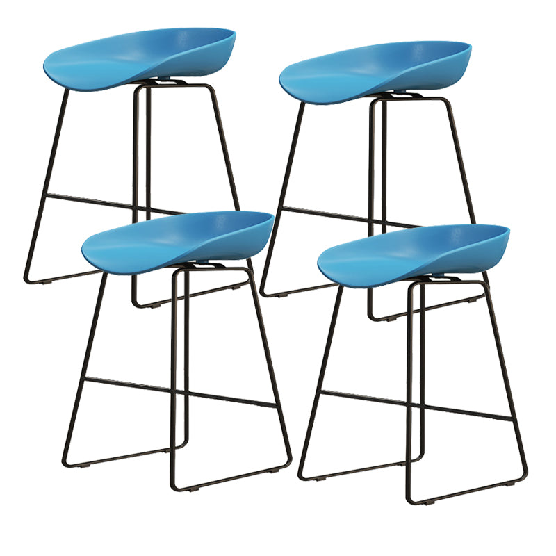 Modern Style Iron Bar Stool with Footrest Nordic Style Tavern Simple Bar Stool Blue 4 Piece Set Short Stool(18"H) Clearhalo 'Bar Furniture' 'Bar Stools' 'bar_stools' 'furn' 'furn_bar_stools' 'furniture_bar_stools' 'Kitchen & Dining Furniture' 'kitchen&dining_furn' 'kitchen' 'kitchen_furn' Furniture' 4513213