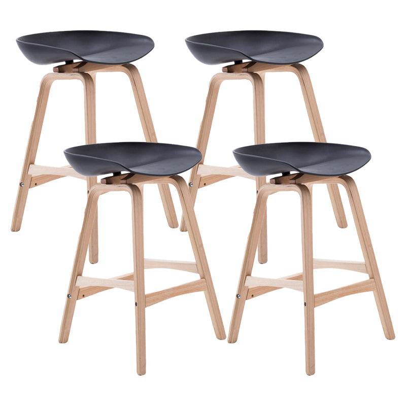 Scandinavia Style Bar-stool Wooden Legs PP Seat for Restaurant Bar Black 4 Piece Set Counter Stool(26"H) Clearhalo 'Bar Furniture' 'Bar Stools' 'bar_stools' 'furn' 'furn_bar_stools' 'furniture_bar_stools' 'Kitchen & Dining Furniture' 'kitchen&dining_furn' 'kitchen' 'kitchen_furn' Furniture' 4514701