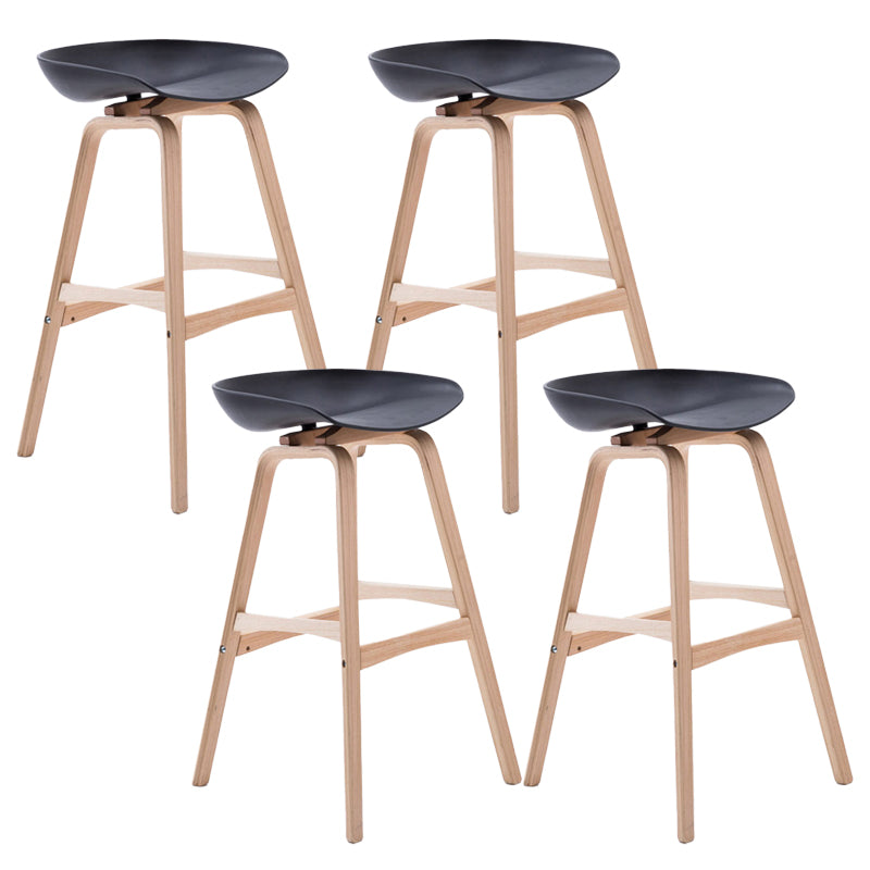 Scandinavia Style Bar-stool Wooden Legs PP Seat for Restaurant Bar Black 4 Piece Set Bar Stool(30"H) Clearhalo 'Bar Furniture' 'Bar Stools' 'bar_stools' 'furn' 'furn_bar_stools' 'furniture_bar_stools' 'Kitchen & Dining Furniture' 'kitchen&dining_furn' 'kitchen' 'kitchen_furn' Furniture' 4514707
