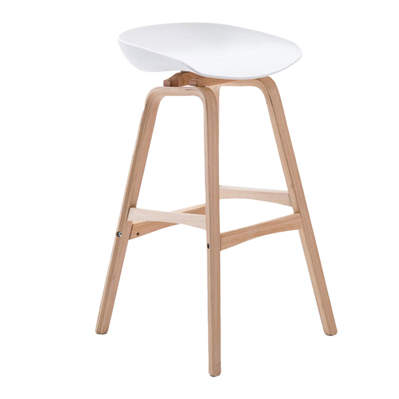 Scandinavia Style Bar-stool Wooden Legs PP Seat for Restaurant Bar White 1 Piece Bar Stool(30"H) Clearhalo 'Bar Furniture' 'Bar Stools' 'bar_stools' 'furn' 'furn_bar_stools' 'furniture_bar_stools' 'Kitchen & Dining Furniture' 'kitchen&dining_furn' 'kitchen' 'kitchen_furn' Furniture' 4514723