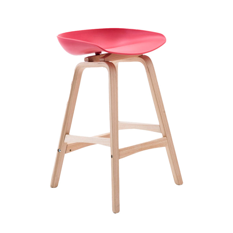 Scandinavia Style Bar-stool Wooden Legs PP Seat for Restaurant Bar Red 1 Piece Counter Stool(26"H) Clearhalo 'Bar Furniture' 'Bar Stools' 'bar_stools' 'furn' 'furn_bar_stools' 'furniture_bar_stools' 'Kitchen & Dining Furniture' 'kitchen&dining_furn' 'kitchen' 'kitchen_furn' Furniture' 4514726