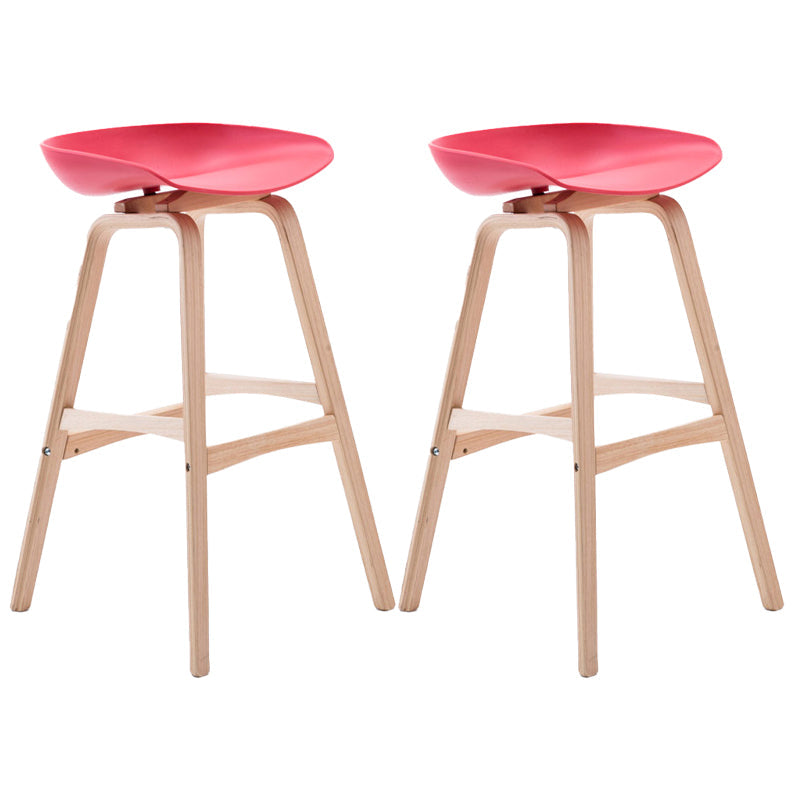 Scandinavia Style Bar-stool Wooden Legs PP Seat for Restaurant Bar Red 2 Piece Set Bar Stool(30"H) Clearhalo 'Bar Furniture' 'Bar Stools' 'bar_stools' 'furn' 'furn_bar_stools' 'furniture_bar_stools' 'Kitchen & Dining Furniture' 'kitchen&dining_furn' 'kitchen' 'kitchen_furn' Furniture' 4514730