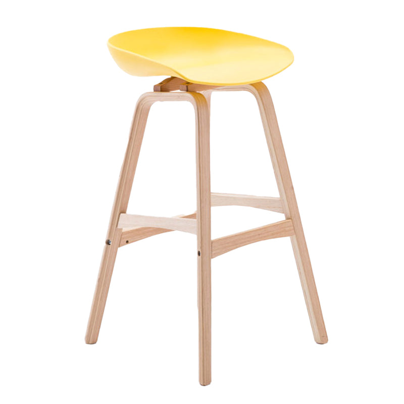 Scandinavia Style Bar-stool Wooden Legs PP Seat for Restaurant Bar Yellow 1 Piece Bar Stool(30"H) Clearhalo 'Bar Furniture' 'Bar Stools' 'bar_stools' 'furn' 'furn_bar_stools' 'furniture_bar_stools' 'Kitchen & Dining Furniture' 'kitchen&dining_furn' 'kitchen' 'kitchen_furn' Furniture' 4514735