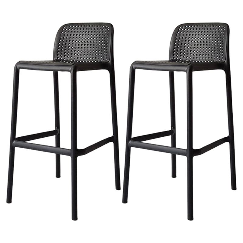 Modern Counter Bar Stool Plastic Armless Bar Stool with Footrest and Backrest Black 2 Piece Set Clearhalo 'Bar Furniture' 'Bar Stools' 'bar_stools' 'furn' 'furn_bar_stools' 'furniture_bar_stools' 'Kitchen & Dining Furniture' 'kitchen&dining_furn' 'kitchen' 'kitchen_furn' Furniture' 4517272