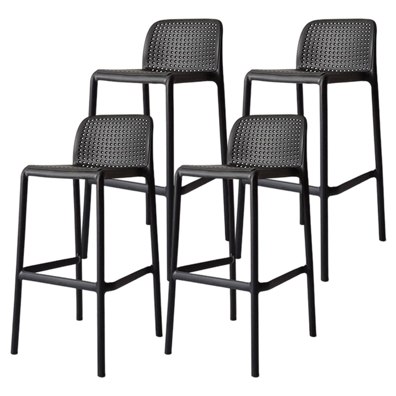Modern Counter Bar Stool Plastic Armless Bar Stool with Footrest and Backrest Black 4 Piece Set Clearhalo 'Bar Furniture' 'Bar Stools' 'bar_stools' 'furn' 'furn_bar_stools' 'furniture_bar_stools' 'Kitchen & Dining Furniture' 'kitchen&dining_furn' 'kitchen' 'kitchen_furn' Furniture' 4517273