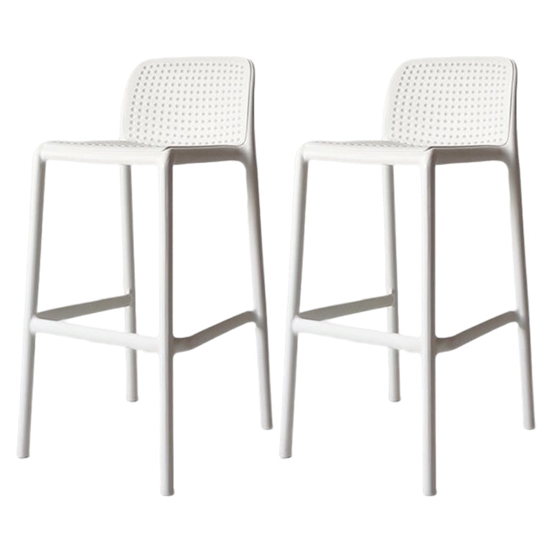 Modern Counter Bar Stool Plastic Armless Bar Stool with Footrest and Backrest White 2 Piece Set Clearhalo 'Bar Furniture' 'Bar Stools' 'bar_stools' 'furn' 'furn_bar_stools' 'furniture_bar_stools' 'Kitchen & Dining Furniture' 'kitchen&dining_furn' 'kitchen' 'kitchen_furn' Furniture' 4517283