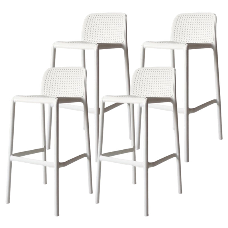 Modern Counter Bar Stool Plastic Armless Bar Stool with Footrest and Backrest White 4 Piece Set Clearhalo 'Bar Furniture' 'Bar Stools' 'bar_stools' 'furn' 'furn_bar_stools' 'furniture_bar_stools' 'Kitchen & Dining Furniture' 'kitchen&dining_furn' 'kitchen' 'kitchen_furn' Furniture' 4517286