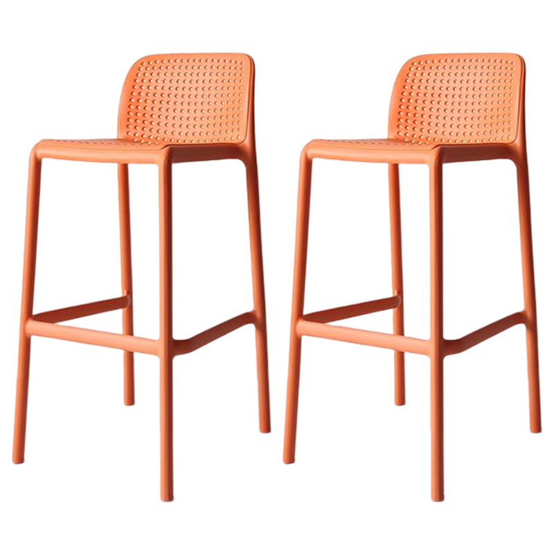Modern Counter Bar Stool Plastic Armless Bar Stool with Footrest and Backrest Orange 2 Piece Set Clearhalo 'Bar Furniture' 'Bar Stools' 'bar_stools' 'furn' 'furn_bar_stools' 'furniture_bar_stools' 'Kitchen & Dining Furniture' 'kitchen&dining_furn' 'kitchen' 'kitchen_furn' Furniture' 4517292