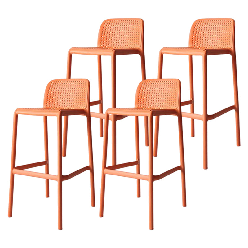 Modern Counter Bar Stool Plastic Armless Bar Stool with Footrest and Backrest Orange 4 Piece Set Clearhalo 'Bar Furniture' 'Bar Stools' 'bar_stools' 'furn' 'furn_bar_stools' 'furniture_bar_stools' 'Kitchen & Dining Furniture' 'kitchen&dining_furn' 'kitchen' 'kitchen_furn' Furniture' 4517293