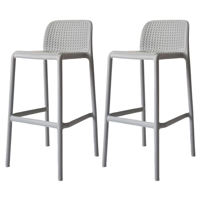 Modern Counter Bar Stool Plastic Armless Bar Stool with Footrest and Backrest Light Gray 2 Piece Set Clearhalo 'Bar Furniture' 'Bar Stools' 'bar_stools' 'furn' 'furn_bar_stools' 'furniture_bar_stools' 'Kitchen & Dining Furniture' 'kitchen&dining_furn' 'kitchen' 'kitchen_furn' Furniture' 4517295