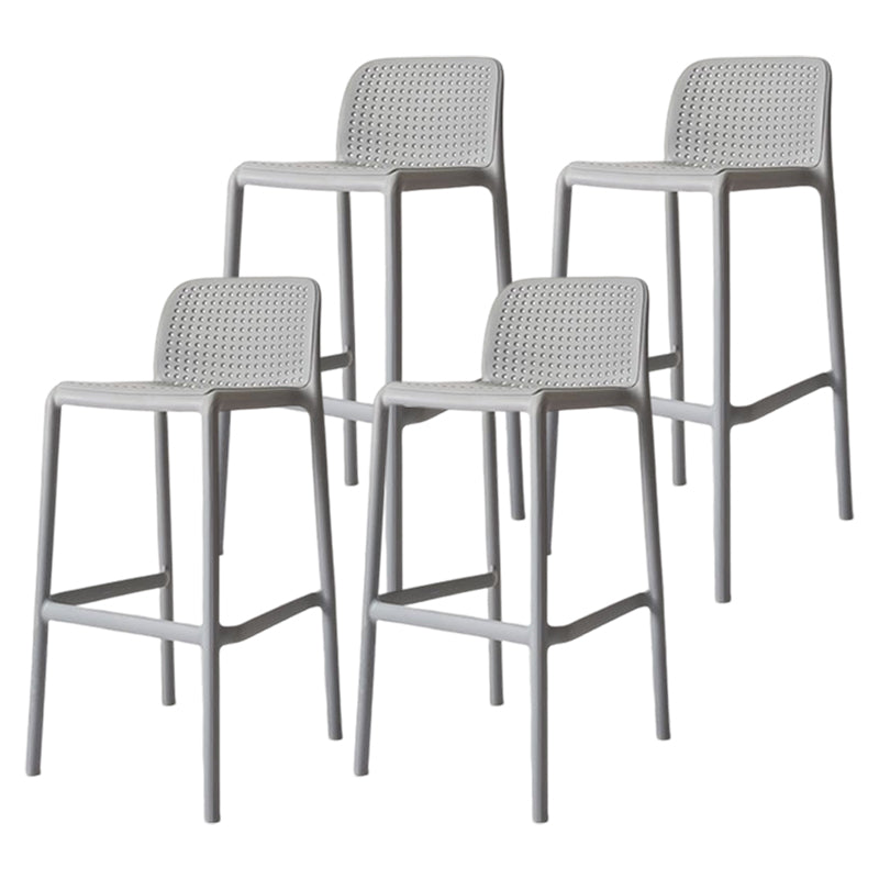 Modern Counter Bar Stool Plastic Armless Bar Stool with Footrest and Backrest Light Gray 4 Piece Set Clearhalo 'Bar Furniture' 'Bar Stools' 'bar_stools' 'furn' 'furn_bar_stools' 'furniture_bar_stools' 'Kitchen & Dining Furniture' 'kitchen&dining_furn' 'kitchen' 'kitchen_furn' Furniture' 4517296