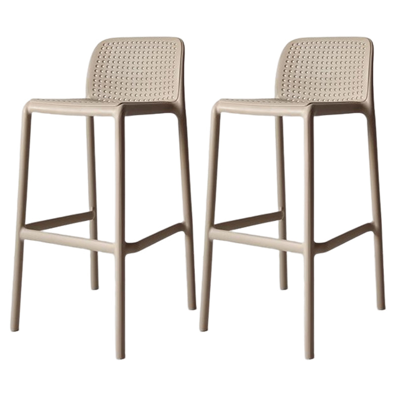 Modern Counter Bar Stool Plastic Armless Bar Stool with Footrest and Backrest Khaki 2 Piece Set Clearhalo 'Bar Furniture' 'Bar Stools' 'bar_stools' 'furn' 'furn_bar_stools' 'furniture_bar_stools' 'Kitchen & Dining Furniture' 'kitchen&dining_furn' 'kitchen' 'kitchen_furn' Furniture' 4517298