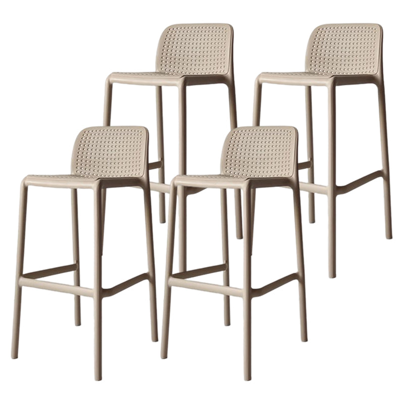 Modern Counter Bar Stool Plastic Armless Bar Stool with Footrest and Backrest Khaki 4 Piece Set Clearhalo 'Bar Furniture' 'Bar Stools' 'bar_stools' 'furn' 'furn_bar_stools' 'furniture_bar_stools' 'Kitchen & Dining Furniture' 'kitchen&dining_furn' 'kitchen' 'kitchen_furn' Furniture' 4517299