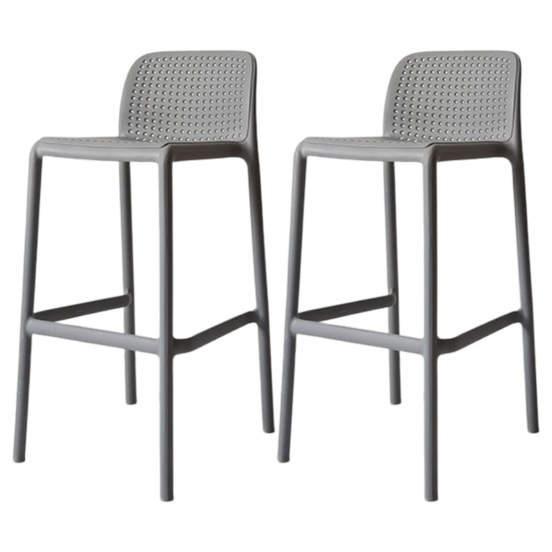 Modern Counter Bar Stool Plastic Armless Bar Stool with Footrest and Backrest Grey 2 Piece Set Clearhalo 'Bar Furniture' 'Bar Stools' 'bar_stools' 'furn' 'furn_bar_stools' 'furniture_bar_stools' 'Kitchen & Dining Furniture' 'kitchen&dining_furn' 'kitchen' 'kitchen_furn' Furniture' 4517301