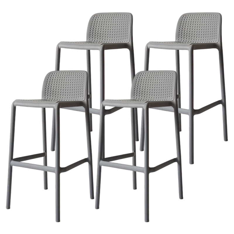 Modern Counter Bar Stool Plastic Armless Bar Stool with Footrest and Backrest Grey 4 Piece Set Clearhalo 'Bar Furniture' 'Bar Stools' 'bar_stools' 'furn' 'furn_bar_stools' 'furniture_bar_stools' 'Kitchen & Dining Furniture' 'kitchen&dining_furn' 'kitchen' 'kitchen_furn' Furniture' 4517302