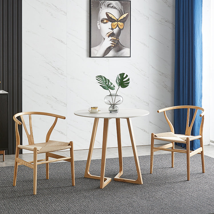Double Pedestal Stone Table Industrial Style Dining Room Table for Home 23.6"L x 23.6"W x 29.5"H Without Chairs Clearhalo ' dining_table' 'Dining Tables & Seating' 'Dining Tables' 'furn' 'furn_dining_table' 'Furniture' 'furniture_dining_table' 'Kitchen & Dining Furniture' 'kitchen&dining_furn' 'kitchen' 'kitchen_dining_table' 4522905