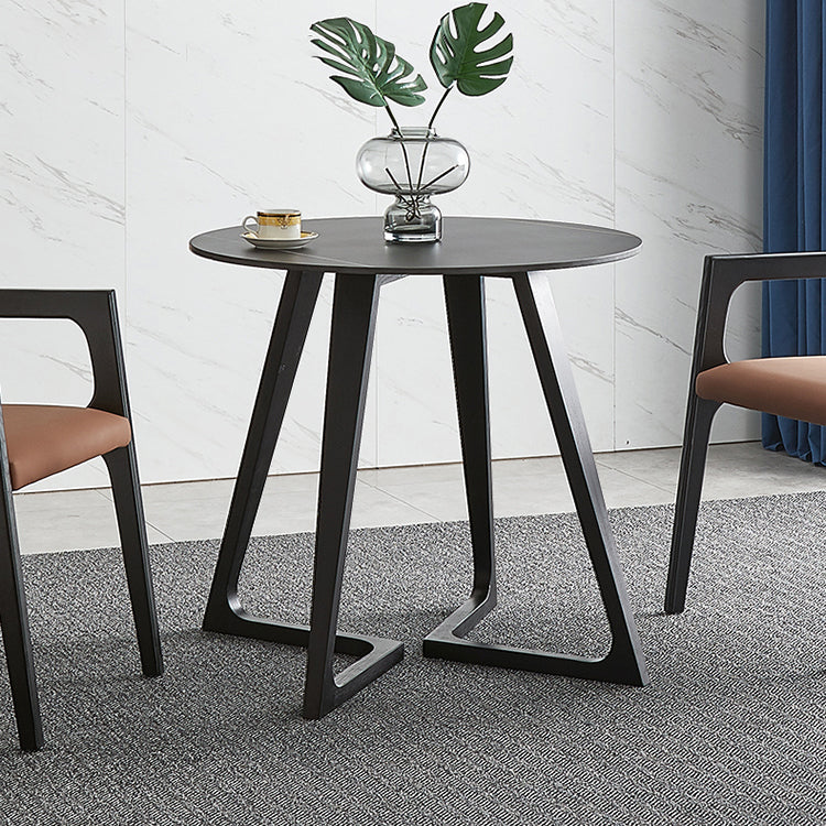 Double Pedestal Stone Dinning Table Industrial Style Furniture for Indoor Round 31.5"L x 31.5"W x 29.5"H Without Chairs Clearhalo ' dining_table' 'Dining Tables & Seating' 'Dining Tables' 'furn' 'furn_dining_table' 'Furniture' 'furniture_dining_table' 'Kitchen & Dining Furniture' 'kitchen&dining_furn' 'kitchen' 'kitchen_dining_table' 4522923