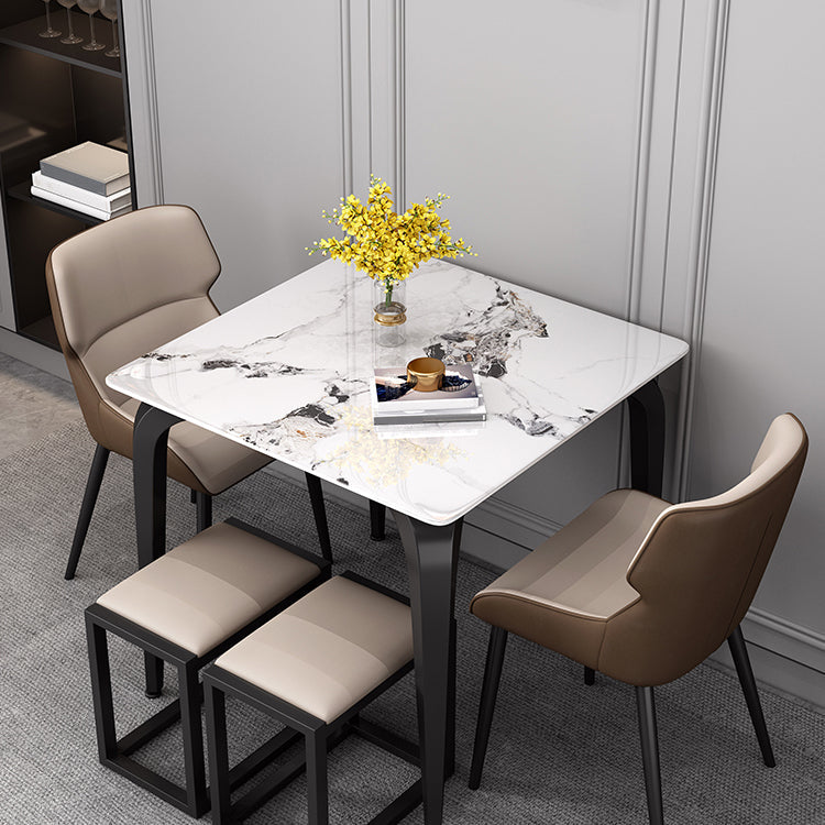 4-foot Stone Dinning Table Industrial Style Square Furniture for Indoor Black White Without Chairs Clearhalo ' dining_table' 'Dining Tables & Seating' 'Dining Tables' 'furn' 'furn_dining_table' 'Furniture' 'furniture_dining_table' 'Kitchen & Dining Furniture' 'kitchen&dining_furn' 'kitchen' 'kitchen_dining_table' 4522940