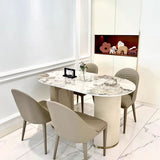 Oval Double Pedestal Modern Dining Table Sintered Stone Fixed Table for Kitchen Clearhalo ' dining_table' 'Dining Tables & Seating' 'Dining Tables' 'furn' 'furn_dining_table' 'Furniture' 'furniture_dining_table' 'Kitchen & Dining Furniture' 'kitchen&dining_furn' 'kitchen' 'kitchen_dining_table' 4522989