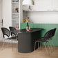 Contemporary Wood Standard Dining Table Oval Shape Kitchen Dining Table with Pedestal Base Black 63"L x 27.6"W x 29.5"H Without Chairs Clearhalo ' dining_table' 'Dining Tables & Seating' 'Dining Tables' 'furn' 'furn_dining_table' 'Furniture' 'furniture_dining_table' 'Kitchen & Dining Furniture' 'kitchen&dining_furn' 'kitchen' 'kitchen_dining_table' 4522997