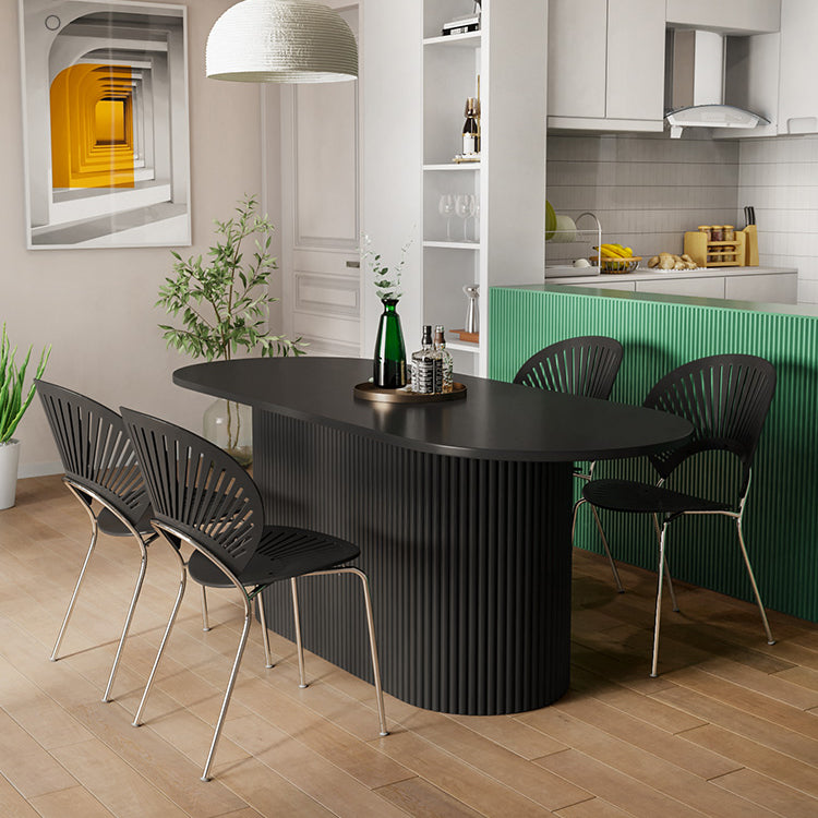 Contemporary Wood Standard Dining Table Oval Shape Kitchen Dining Table with Pedestal Base Clearhalo ' dining_table' 'Dining Tables & Seating' 'Dining Tables' 'furn' 'furn_dining_table' 'Furniture' 'furniture_dining_table' 'Kitchen & Dining Furniture' 'kitchen&dining_furn' 'kitchen' 'kitchen_dining_table' 4523004