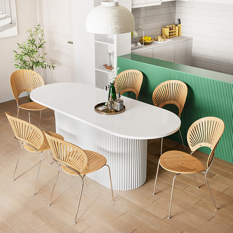 Contemporary Wood Standard Dining Table Oval Shape Kitchen Dining Table with Pedestal Base Clearhalo ' dining_table' 'Dining Tables & Seating' 'Dining Tables' 'furn' 'furn_dining_table' 'Furniture' 'furniture_dining_table' 'Kitchen & Dining Furniture' 'kitchen&dining_furn' 'kitchen' 'kitchen_dining_table' 4523005