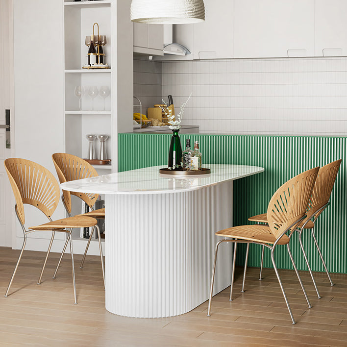 Contemporary Wood Standard Dining Table Oval Shape Kitchen Dining Table with Pedestal Base Clearhalo ' dining_table' 'Dining Tables & Seating' 'Dining Tables' 'furn' 'furn_dining_table' 'Furniture' 'furniture_dining_table' 'Kitchen & Dining Furniture' 'kitchen&dining_furn' 'kitchen' 'kitchen_dining_table' 4523008