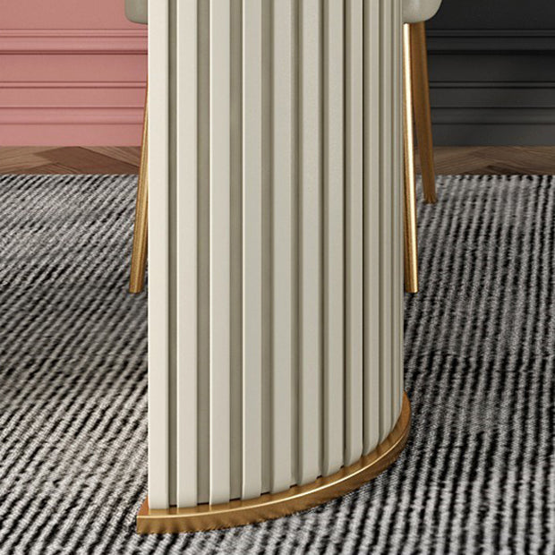 Modern White Sintered Stone Dining Table Oval Shape Standard Dining Table for Kitchen Clearhalo ' dining_table' 'Dining Tables & Seating' 'Dining Tables' 'furn' 'furn_dining_table' 'Furniture' 'furniture_dining_table' 'Kitchen & Dining Furniture' 'kitchen&dining_furn' 'kitchen' 'kitchen_dining_table' 4523021