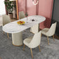 Modern White Sintered Stone Dining Table Oval Shape Standard Dining Table for Kitchen Clearhalo ' dining_table' 'Dining Tables & Seating' 'Dining Tables' 'furn' 'furn_dining_table' 'Furniture' 'furniture_dining_table' 'Kitchen & Dining Furniture' 'kitchen&dining_furn' 'kitchen' 'kitchen_dining_table' 4523025