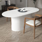 Solid Wood Base Contemporary Oval Dining Table White Top Table with Pedestal Base Clearhalo ' dining_table' 'Dining Tables & Seating' 'Dining Tables' 'furn' 'furn_dining_table' 'Furniture' 'furniture_dining_table' 'Kitchen & Dining Furniture' 'kitchen&dining_furn' 'kitchen' 'kitchen_dining_table' 4523041