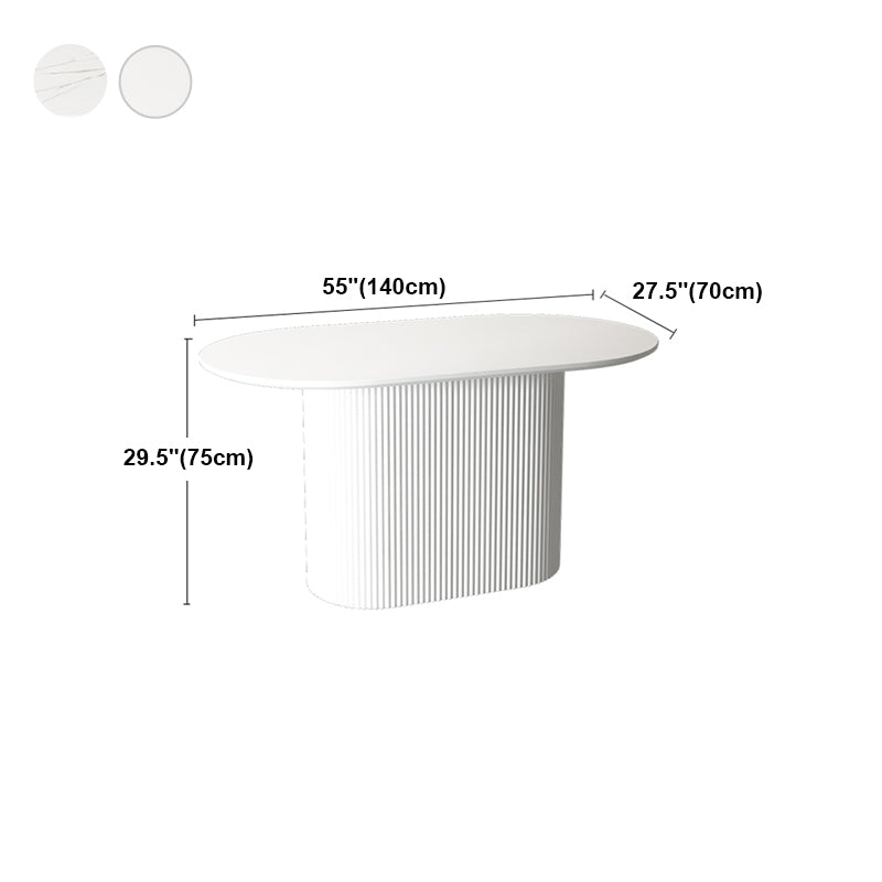 Solid Wood Base Contemporary Oval Dining Table White Top Table with Pedestal Base Clearhalo ' dining_table' 'Dining Tables & Seating' 'Dining Tables' 'furn' 'furn_dining_table' 'Furniture' 'furniture_dining_table' 'Kitchen & Dining Furniture' 'kitchen&dining_furn' 'kitchen' 'kitchen_dining_table' 4523044