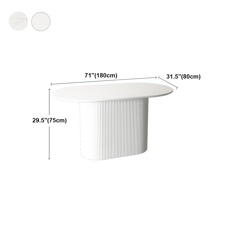 Solid Wood Base Contemporary Oval Dining Table White Top Table with Pedestal Base Clearhalo ' dining_table' 'Dining Tables & Seating' 'Dining Tables' 'furn' 'furn_dining_table' 'Furniture' 'furniture_dining_table' 'Kitchen & Dining Furniture' 'kitchen&dining_furn' 'kitchen' 'kitchen_dining_table' 4523047