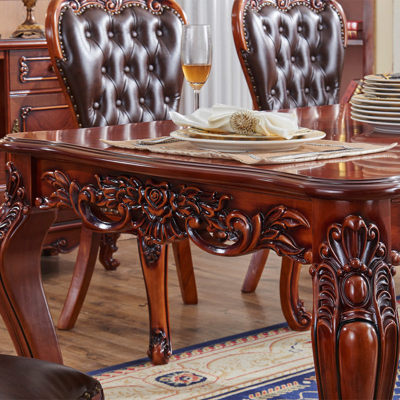 Rectangle Retro Modern Dining Table Brown Tone Fixed Table with Oakwood Solid Wood Clearhalo ' dining_table' 'Dining Tables & Seating' 'Dining Tables' 'furn' 'furn_dining_table' 'Furniture' 'furniture_dining_table' 'Kitchen & Dining Furniture' 'kitchen&dining_furn' 'kitchen' 'kitchen_dining_table' 4523051