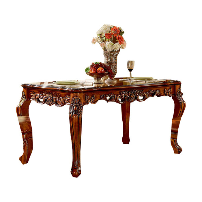Rectangle Retro Modern Dining Table Brown Tone Fixed Table with Oakwood Solid Wood Clearhalo ' dining_table' 'Dining Tables & Seating' 'Dining Tables' 'furn' 'furn_dining_table' 'Furniture' 'furniture_dining_table' 'Kitchen & Dining Furniture' 'kitchen&dining_furn' 'kitchen' 'kitchen_dining_table' 4523052