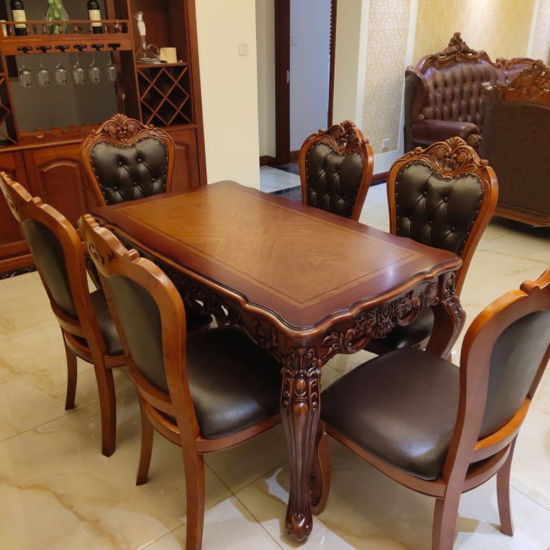Rectangle Retro Modern Dining Table Brown Tone Fixed Table with Oakwood Solid Wood Brown Without Chairs Clearhalo ' dining_table' 'Dining Tables & Seating' 'Dining Tables' 'furn' 'furn_dining_table' 'Furniture' 'furniture_dining_table' 'Kitchen & Dining Furniture' 'kitchen&dining_furn' 'kitchen' 'kitchen_dining_table' 4523053