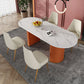 Contemporary Freeform Dining Table Sintered Stone Table with Double Pedestal Base Orange 55.1"L x 31.5"W x 29.5"H Without Chairs Clearhalo ' dining_table' 'Dining Tables & Seating' 'Dining Tables' 'furn' 'furn_dining_table' 'Furniture' 'furniture_dining_table' 'Kitchen & Dining Furniture' 'kitchen&dining_furn' 'kitchen' 'kitchen_dining_table' 4523060