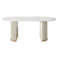 Contemporary Freeform Dining Table Sintered Stone Table with Double Pedestal Base White Without Chairs Clearhalo ' dining_table' 'Dining Tables & Seating' 'Dining Tables' 'furn' 'furn_dining_table' 'Furniture' 'furniture_dining_table' 'Kitchen & Dining Furniture' 'kitchen&dining_furn' 'kitchen' 'kitchen_dining_table' 4523063